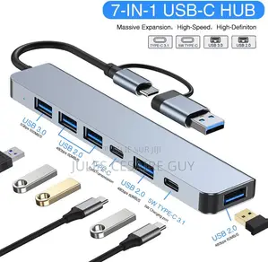 Hub USB-C Et USB 3.0 Multi-Ports 7-en-1
