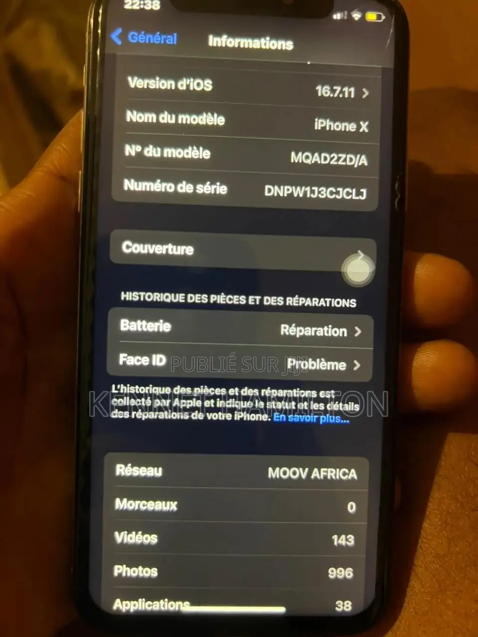 Apple iPhone X 64 GB Autre