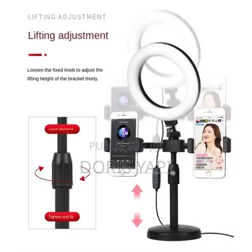 Support Pour Téléphone Portable Avec Anneau Lumineux LED De 6 Pouces