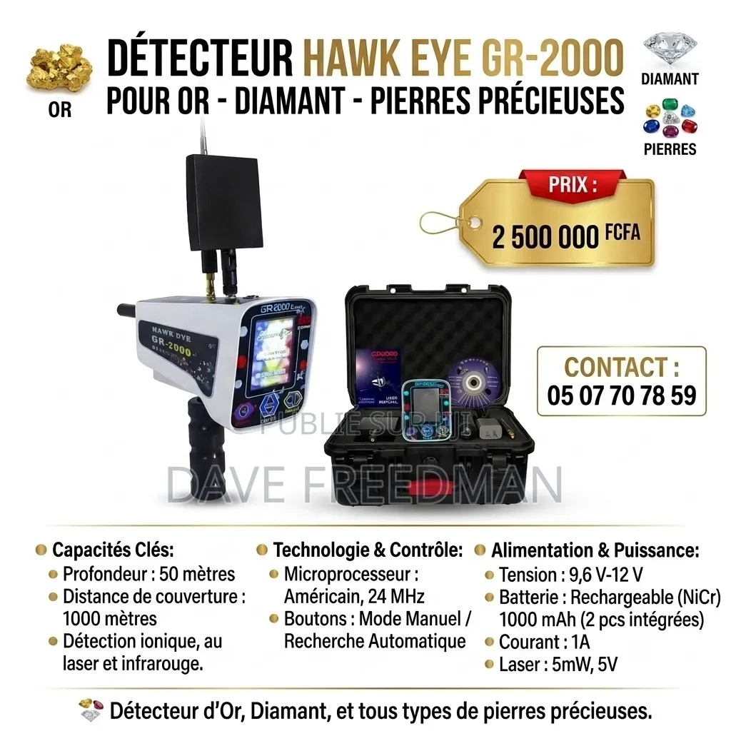 Détecteurs d'Or Professionnel Hawk Eye Gr2000 Tmax