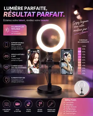 Support Pour Telephone Avec Anneau Lumineux LED De 6 Pouce