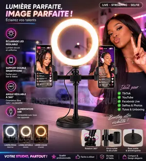 Support Pour Telephone Avec Anneau Lumineux LED De 6 Pouce