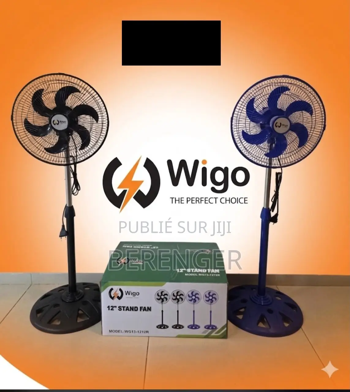 Ventilateur Sur Pied Noir Wigo De 12 Pouces