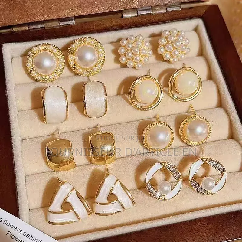 Ensemble De Boucles d'Oreilles À Clous Géométriques en Acier Et P