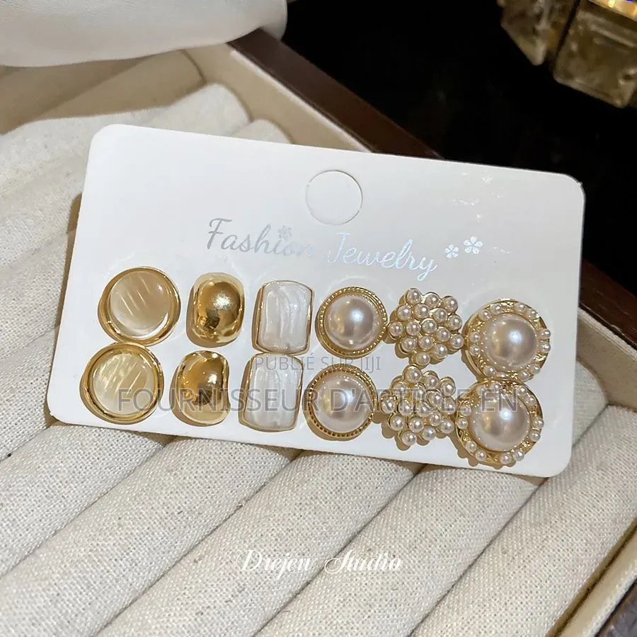 Ensemble De Boucles d'Oreilles À Clous Géométriques en Acier Et P