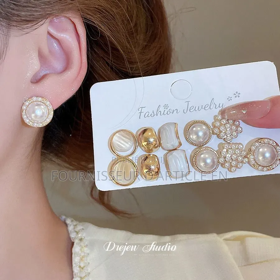 Ensemble De Boucles d'Oreilles À Clous Géométriques en Acier Et P