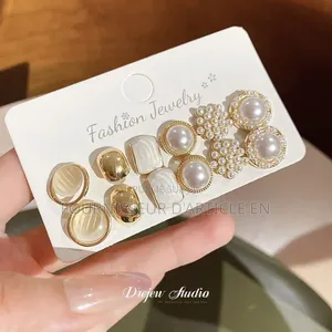 Ensemble De Boucles d'Oreilles À Clous Géométriques en Acier Et P