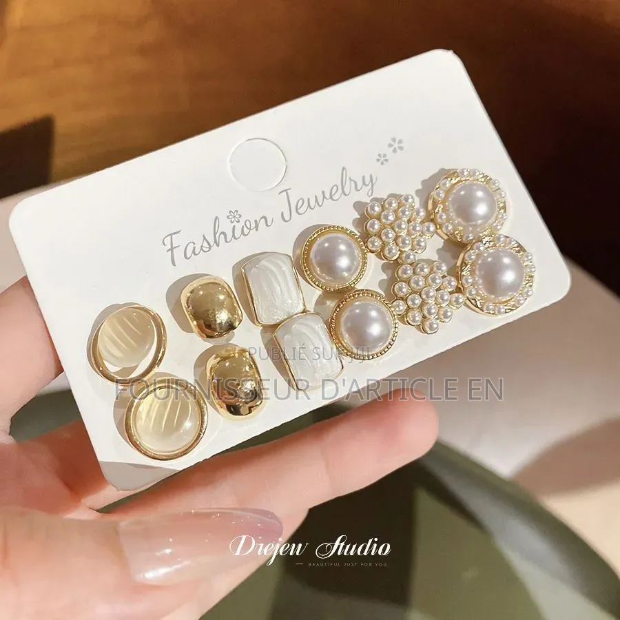 Ensemble De Boucles d'Oreilles À Clous Géométriques en Acier Et P
