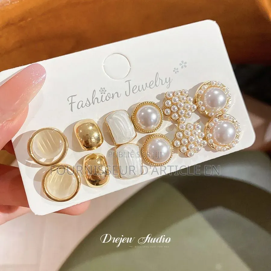 Ensemble De Boucles d'Oreilles À Clous Géométriques en Acier Et P