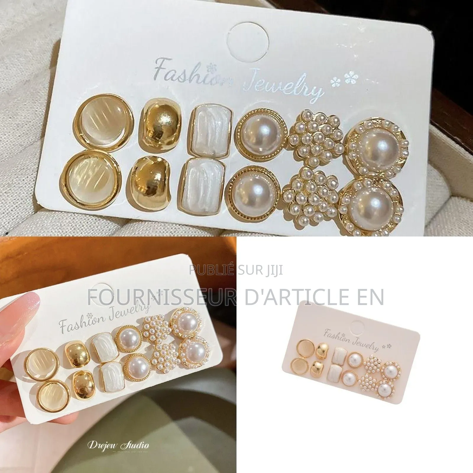 Ensemble De Boucles d'Oreilles À Clous Géométriques en Acier Et P