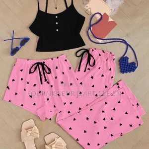 Ensemble Pyjama Trois Pièces À Imprimé Cœur
