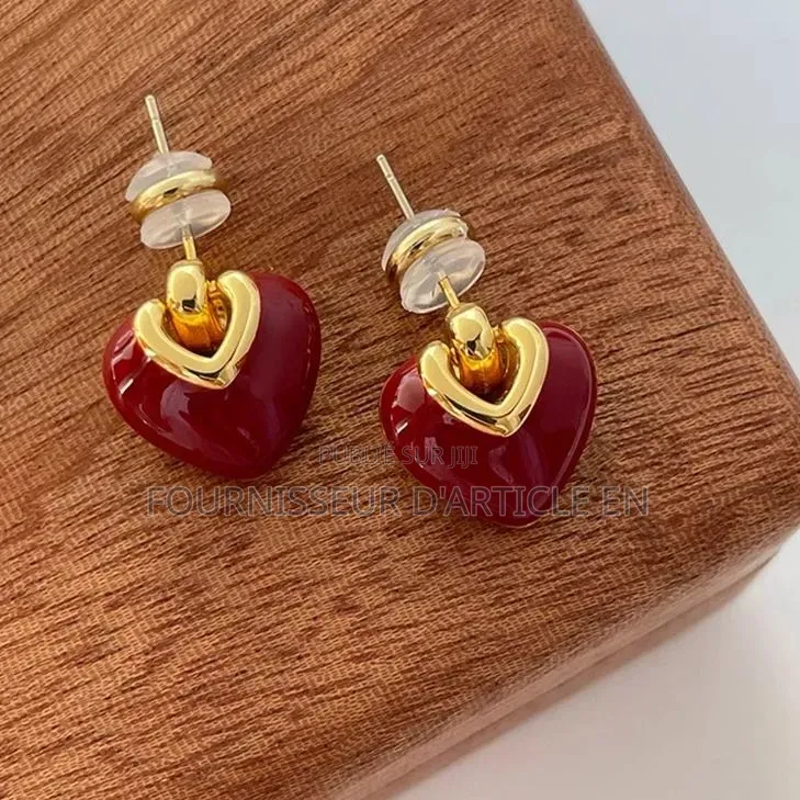 Ensemble Collier Et Boucles d'Oreilles en Forme De Cœur,