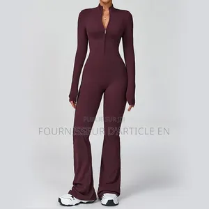 Body,combinaison Une Pièce Manches Longues Et Pantalon Long, Zip.