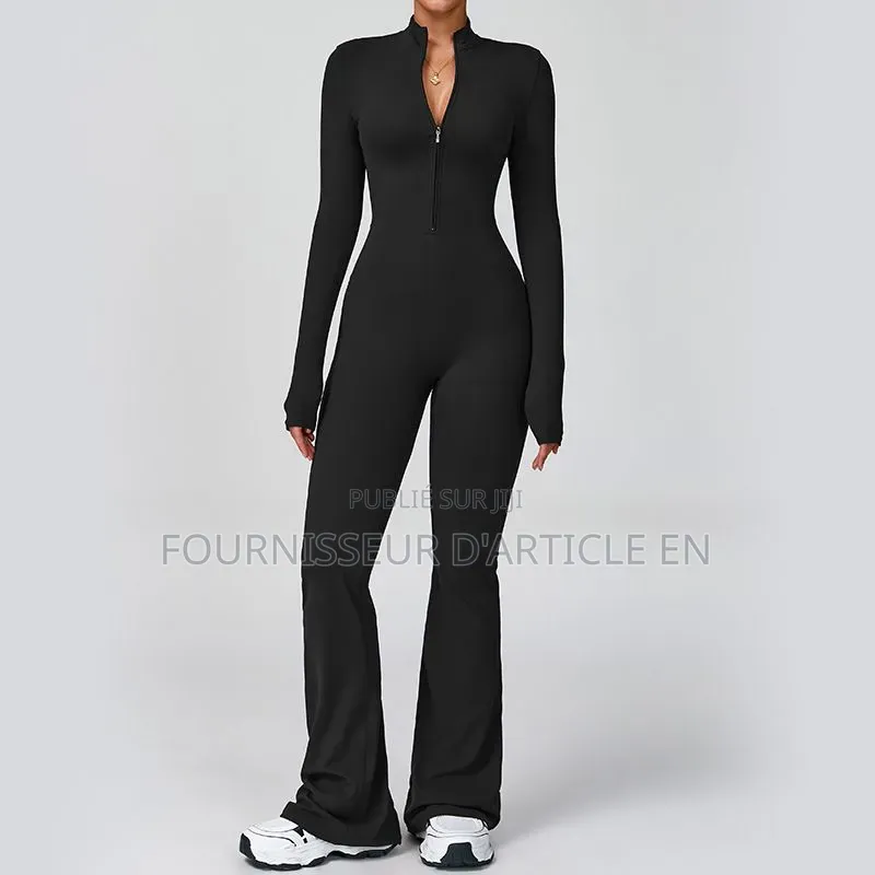 Body,combinaison Une Pièce Manches Longues Et Pantalon Long, Zip.