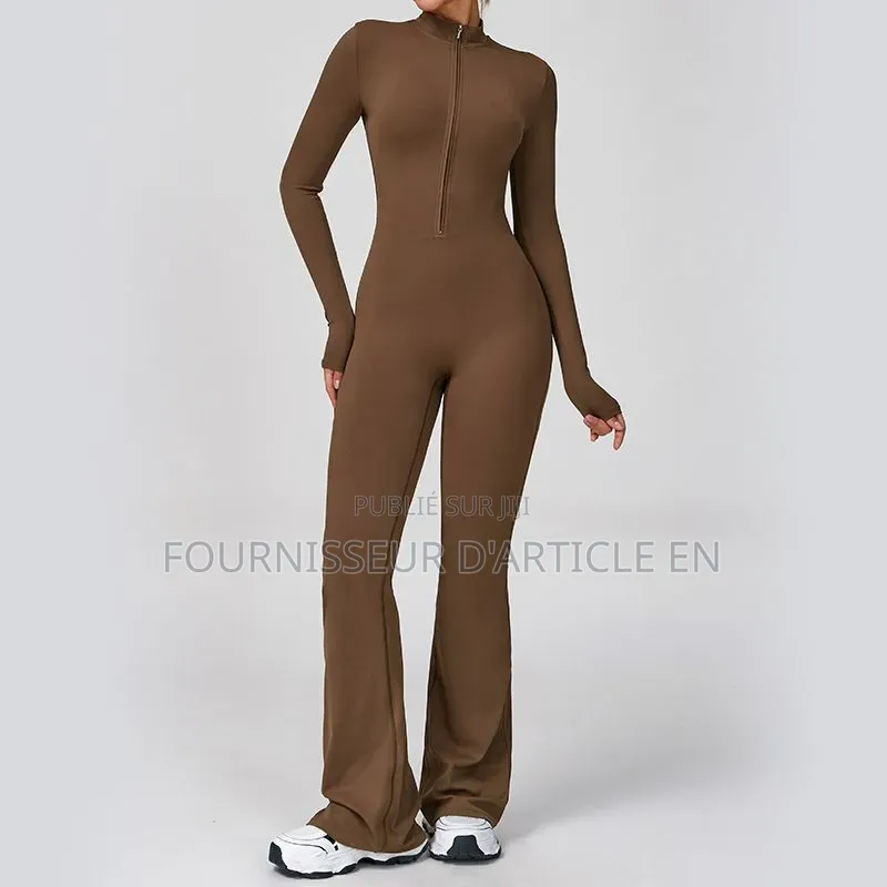 Body,combinaison Une Pièce Manches Longues Et Pantalon Long, Zip.
