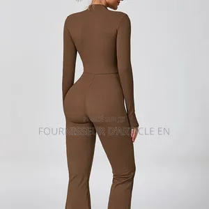 Body,combinaison Une Pièce Manches Longues Et Pantalon Long, Zip.