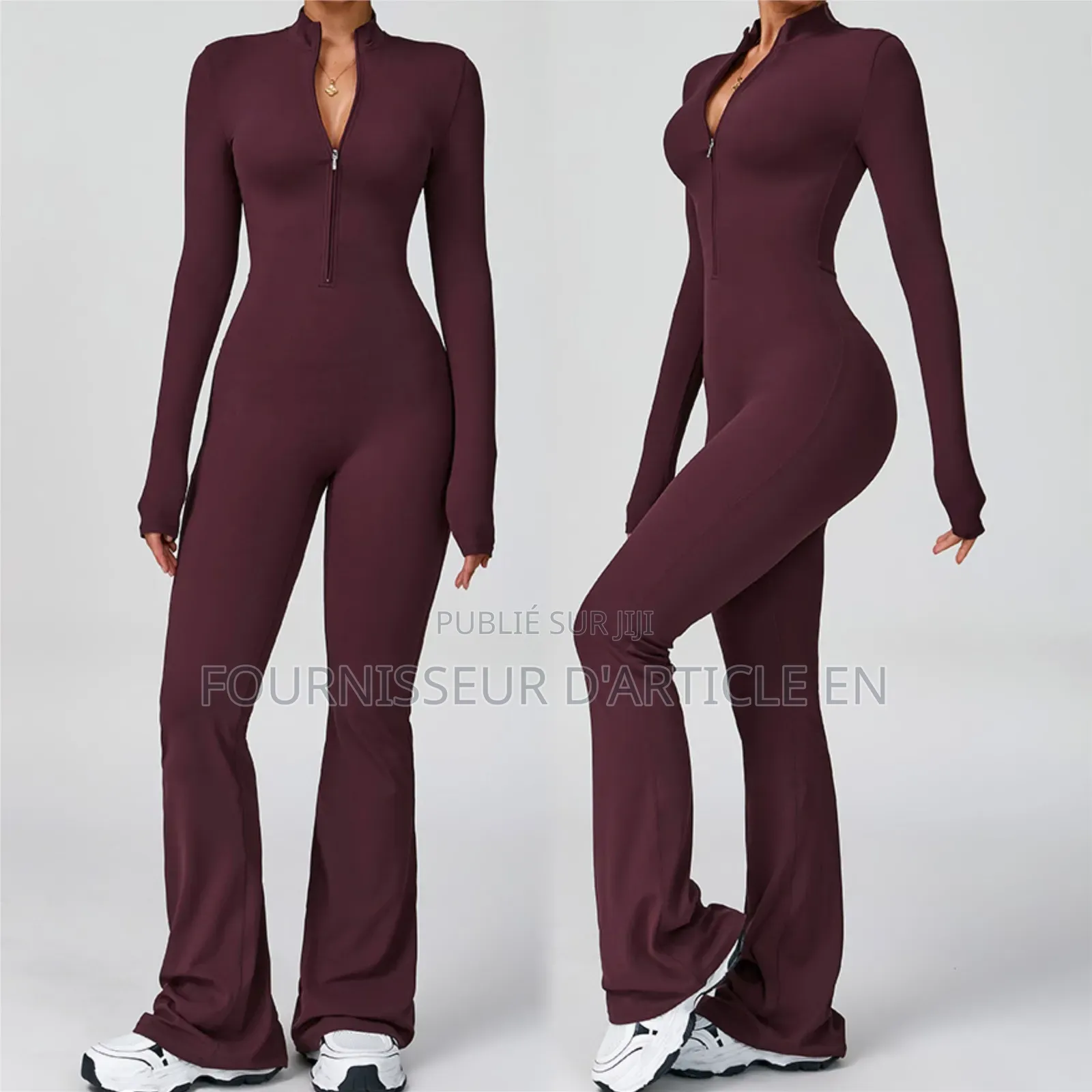Body,combinaison Une Pièce Manches Longues Et Pantalon Long, Zip.