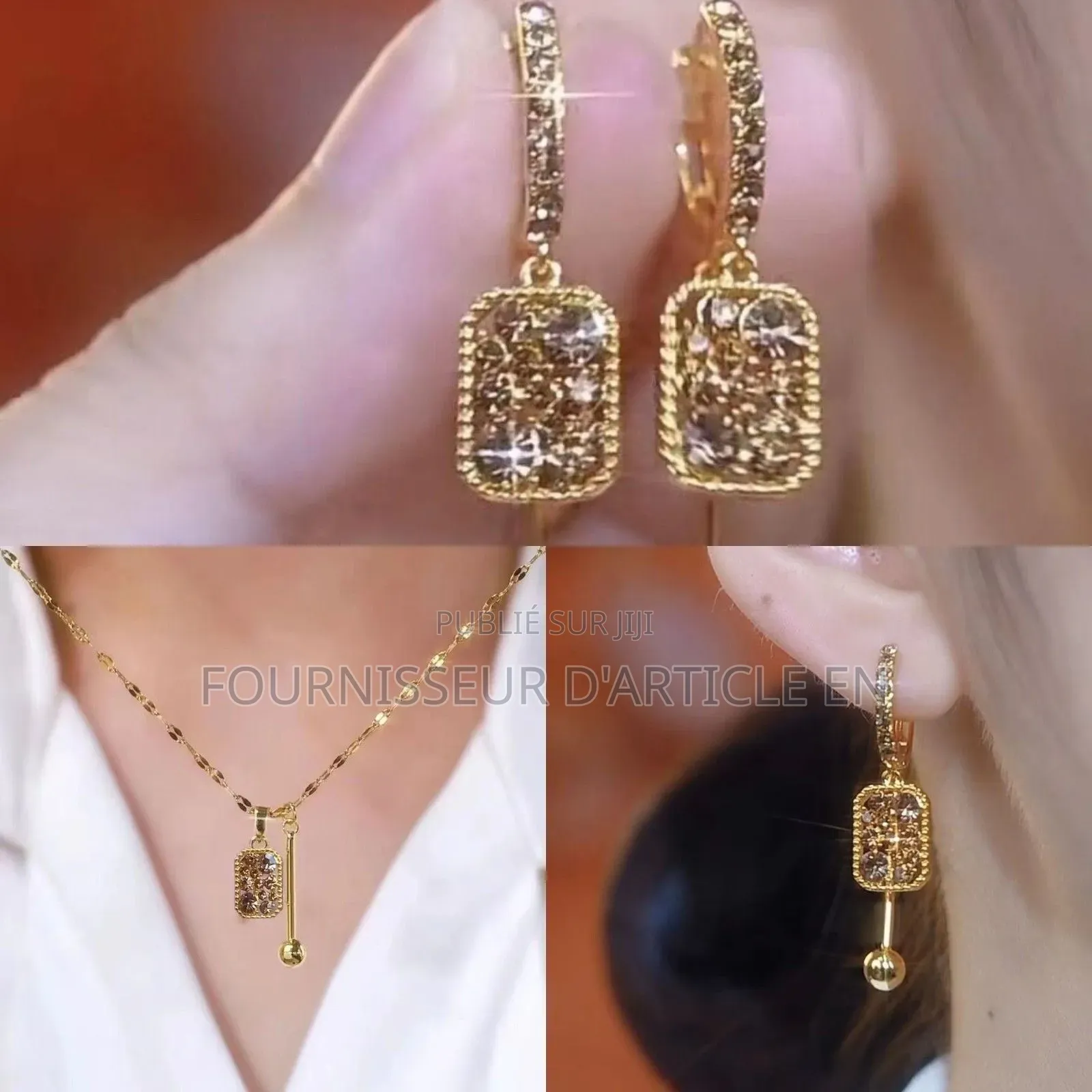 Parure 2 Pièces — Collier Et Boucles d'Oreilles Clips