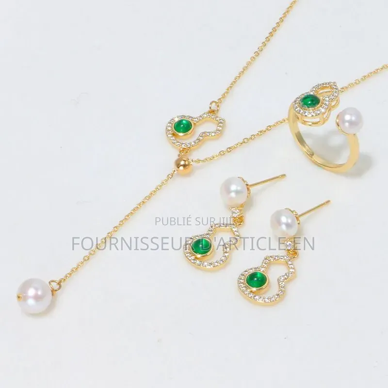 Ensemble De 3 Bijoux,collier, Bague Et Boucles d'Oreilles