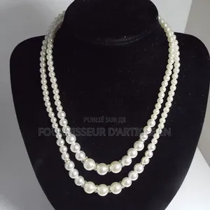 Collier De Perles Double Rang, Sobre Et Élégant, Serti De Strass