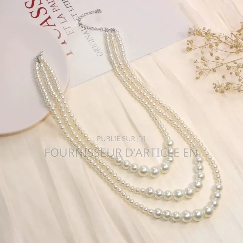 Collier De Perles Double Rang, Sobre Et Élégant, Serti De Strass