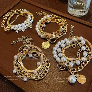 Bracelet Maille Serpent Géométrique Avec Perles