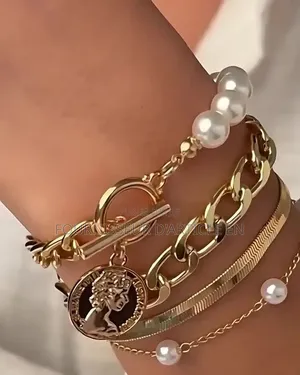 Bracelet Maille Serpent Géométrique Avec Perles