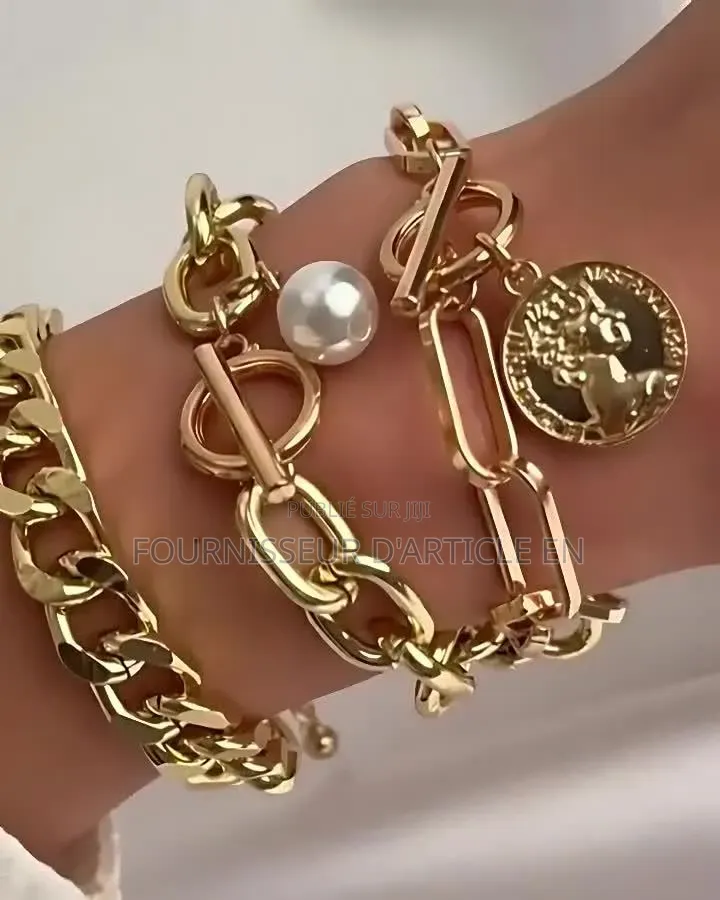 Bracelet Maille Serpent Géométrique Avec Perles