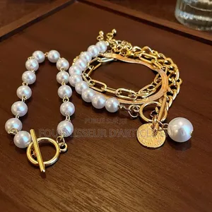Bracelet Maille Serpent Géométrique Avec Perles