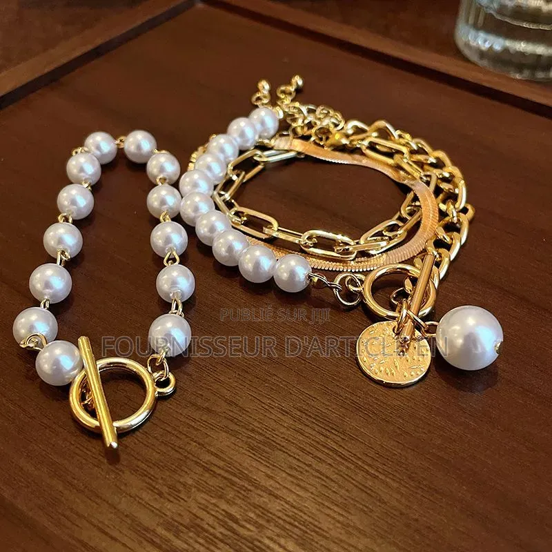 Bracelet Maille Serpent Géométrique Avec Perles