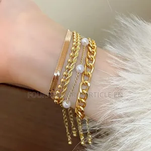 Bracelet Maille Serpent Géométrique Avec Perles