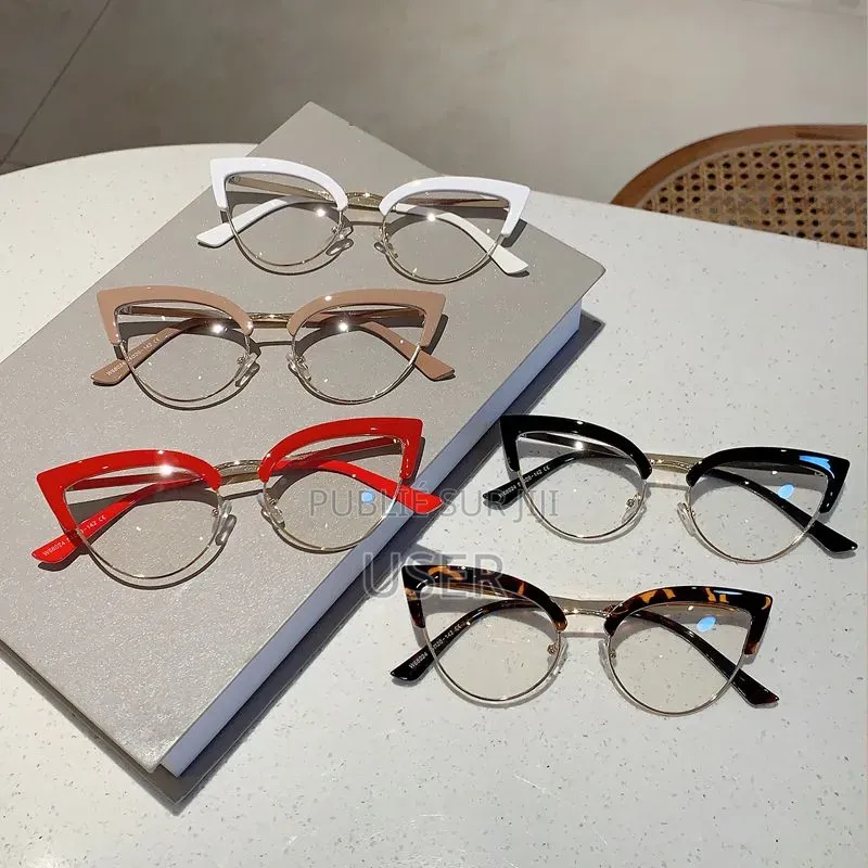 Monture De Lunettes Rétro Œil-De-Chat en Métal
