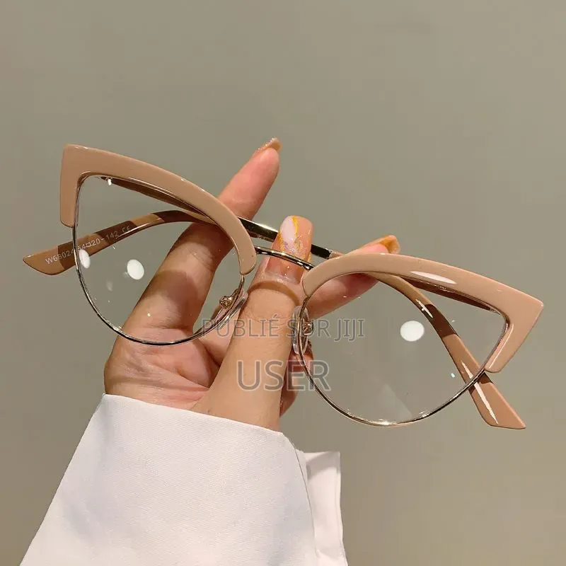 Monture De Lunettes Rétro Œil-De-Chat en Métal