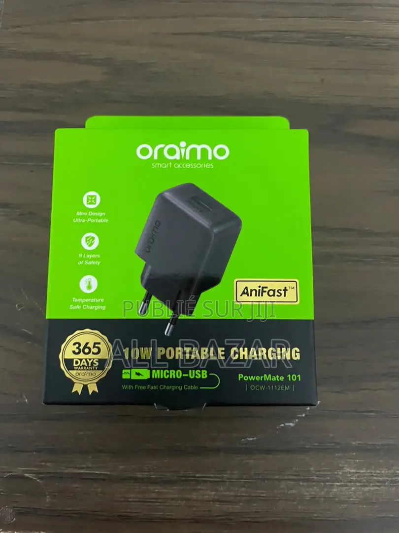 Oraimo PowerMate 101 – Chargeur Secteur 10W AniFast - Câble Micro-USB