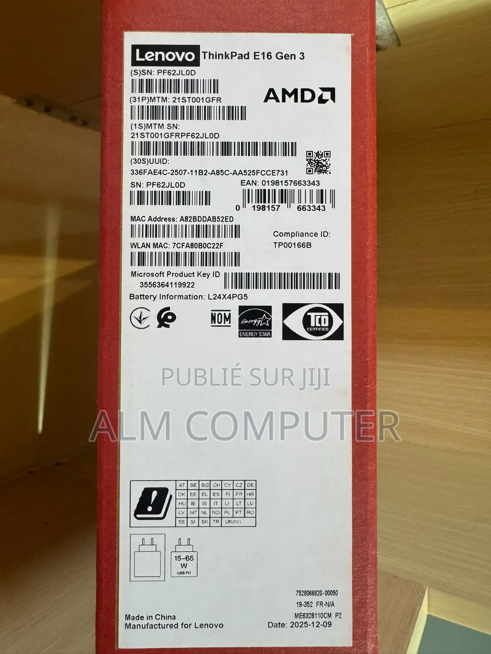 Nouveau Lenovo ThinkPad E16 Gen 3 16GB Intel Core Ultra 5 SSD 512GB