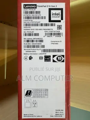 Nouveau Lenovo ThinkPad E16 Gen 3 16GB Intel Core Ultra 5 SSD 512GB