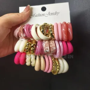 Boucles d'Oreilles Créoles Roses en Acétate en Forme De