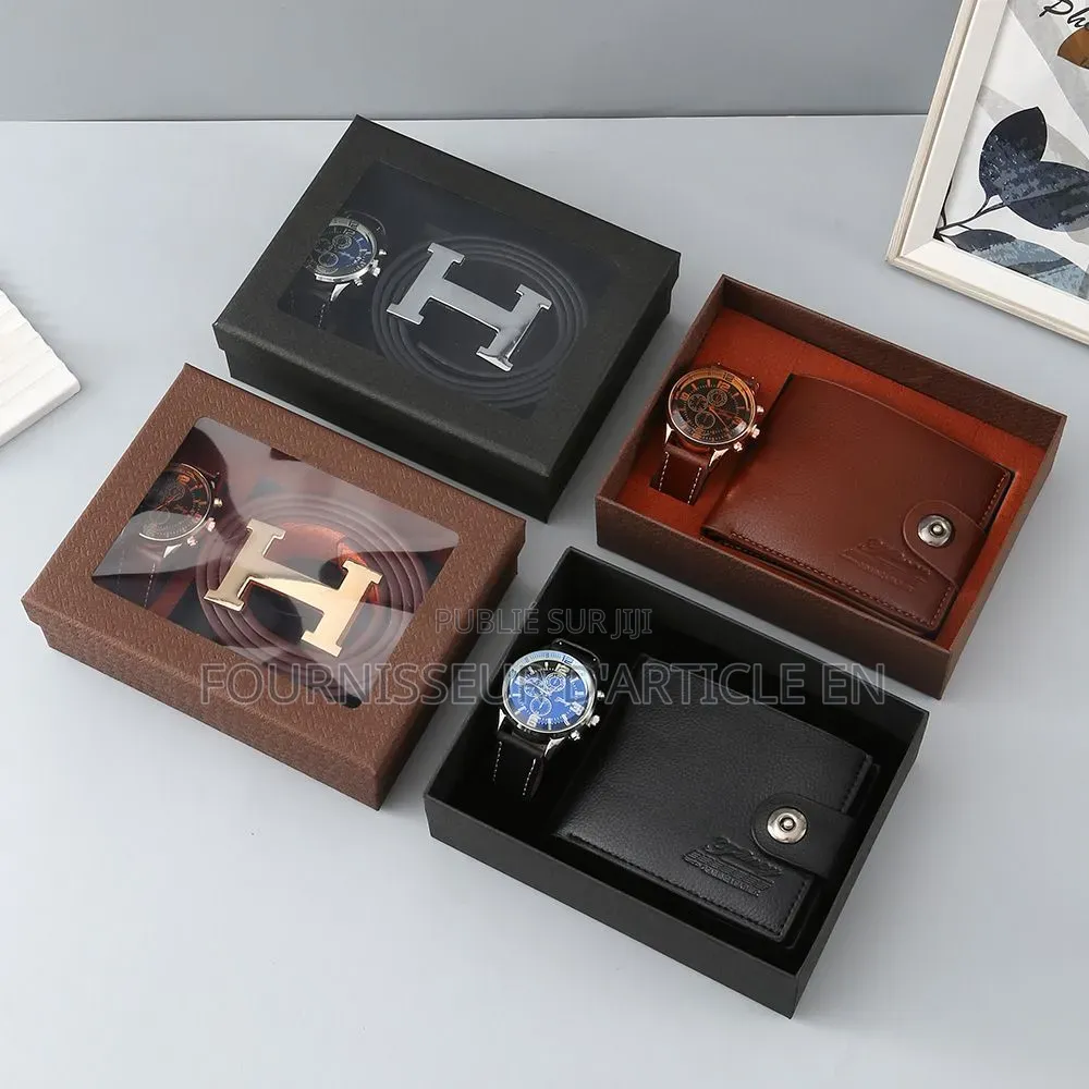 Coffret Pour Homme Comprenant Une Ceinture Et Un Portefeuille en Cuir