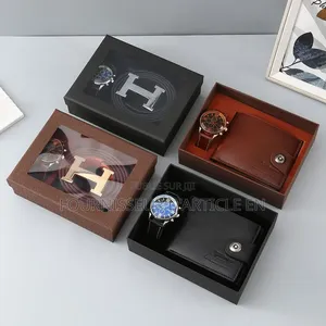 Coffret Pour Homme Comprenant Une Ceinture Et Un Portefeuille en Cuir