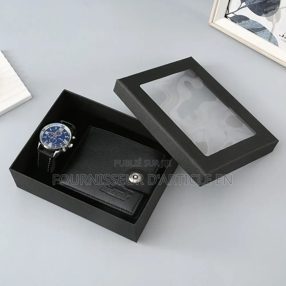 Coffret Pour Homme Comprenant Une Ceinture Et Un Portefeuille en Cuir