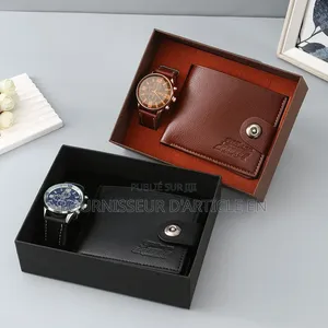 Coffret Pour Homme Comprenant Une Ceinture Et Un Portefeuille en Cuir