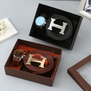 Coffret Pour Homme Comprenant Une Ceinture Et Un Portefeuille en Cuir