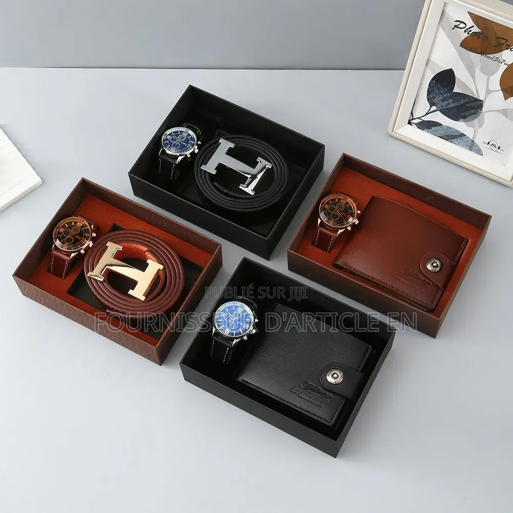 Coffret Pour Homme Comprenant Une Ceinture Et Un Portefeuille en Cuir