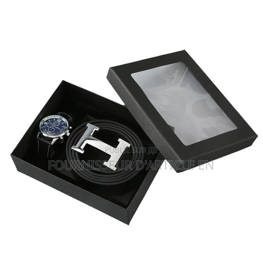 Coffret Pour Homme Comprenant Une Ceinture Et Un Portefeuille en Cuir