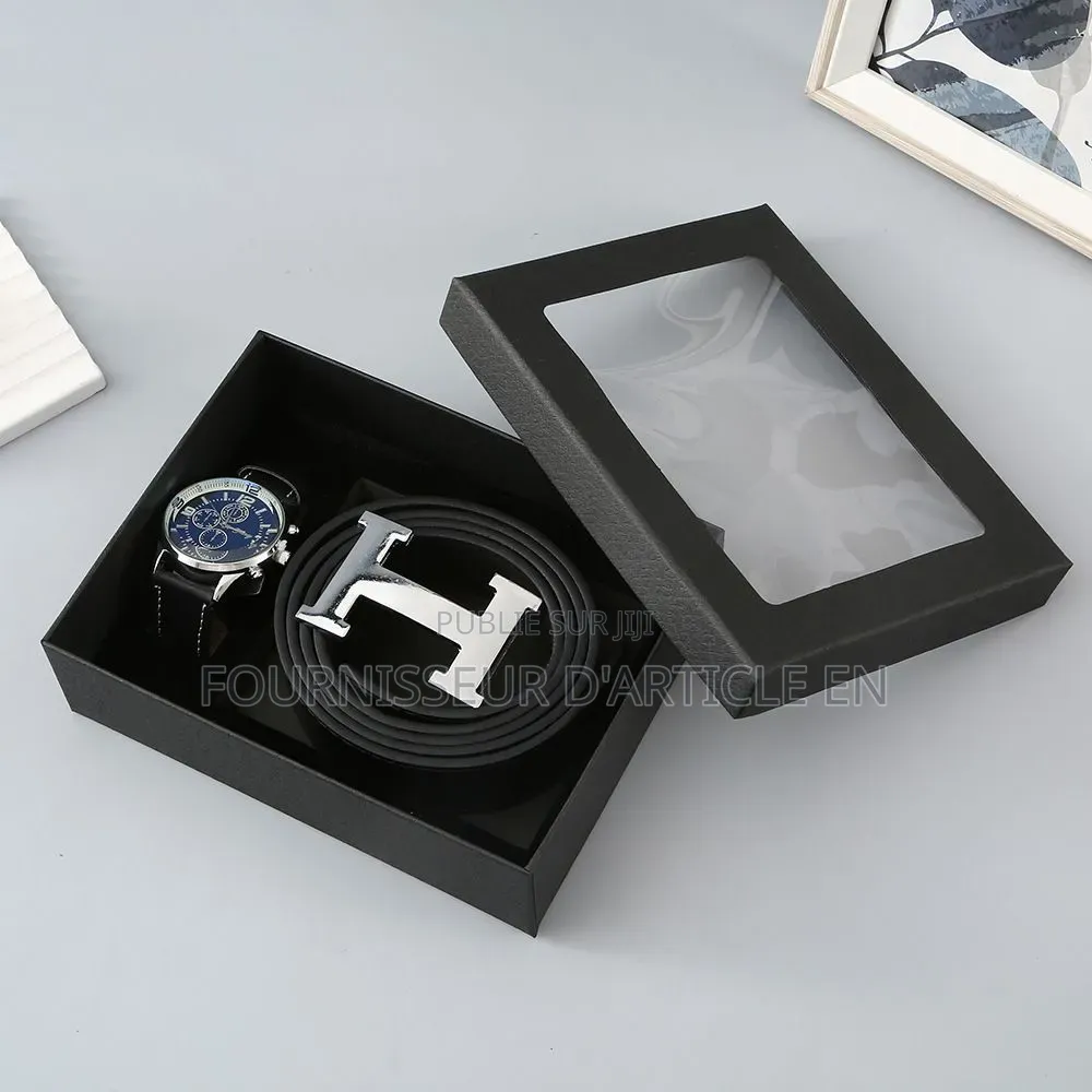 Coffret Pour Homme Comprenant Une Ceinture Et Un Portefeuille en Cuir