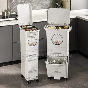 Poubelle De Cuisine À Double Compartiment Avec Couvercle