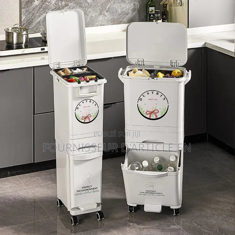 Poubelle De Cuisine À Double Compartiment Avec Couvercle
