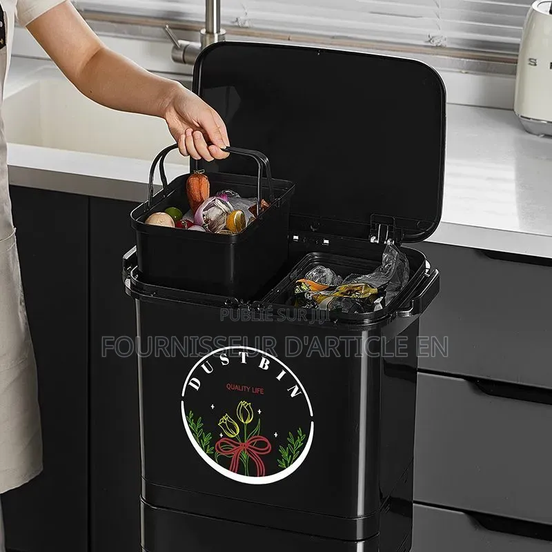 Poubelle De Cuisine À Double Compartiment Avec Couvercle