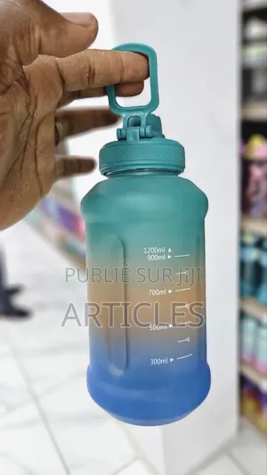 Grande Gourde De Sport Dégradé - 1200 Ml Avec Poignée - Vert Bleu