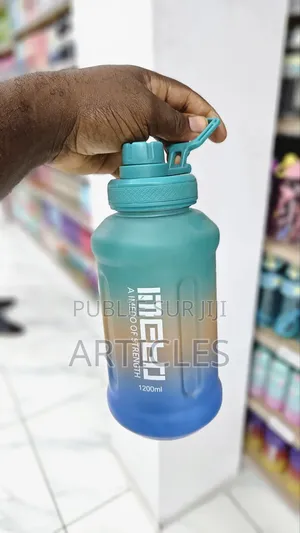 Grande Gourde De Sport Dégradé - 1200 Ml Avec Poignée - Vert Bleu